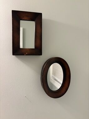 Tuscan Copper Bronze Wall Mirror Set Oval Rectangle Gallery Wall Mirror Bath